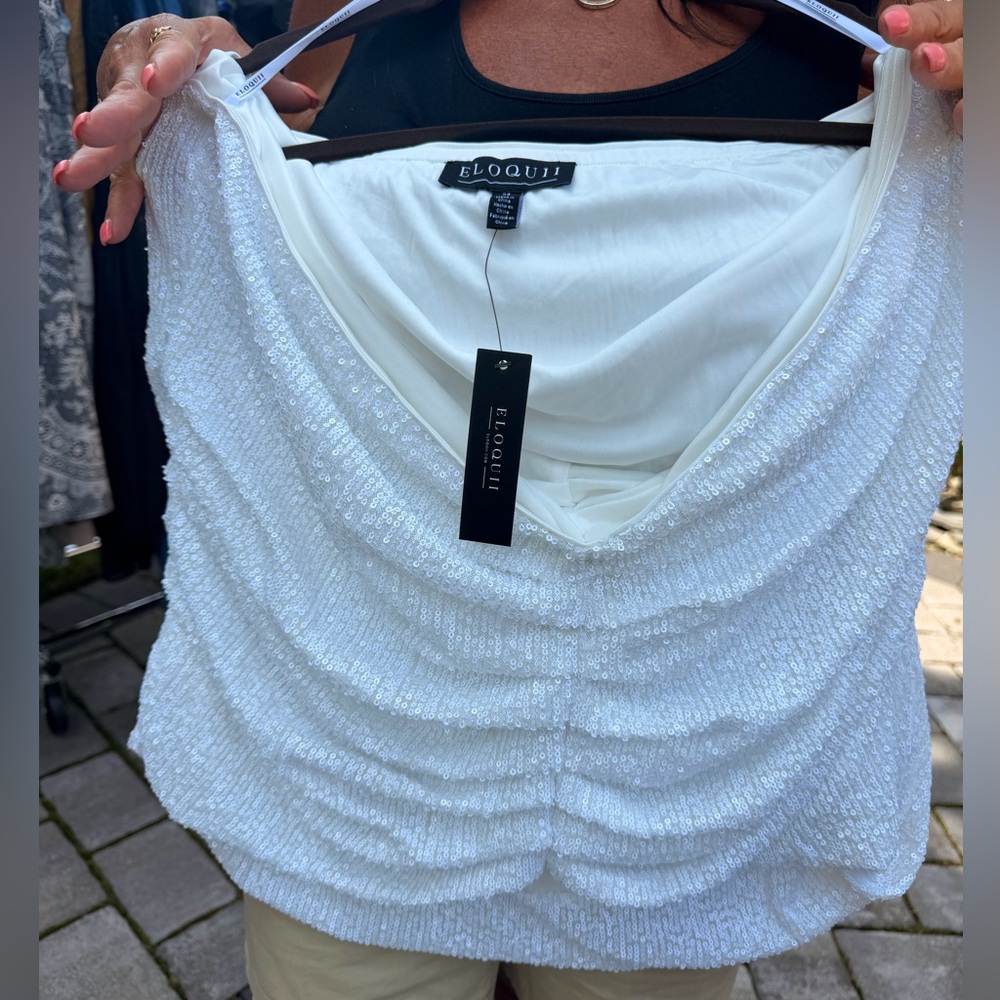 Eloquii White Sequin Women's Tube Top